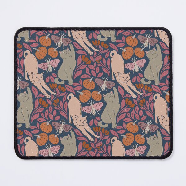Item preview, Teal Folk Halloween Cat Moth Botanical Pattern designed and sold by DColourMuse.