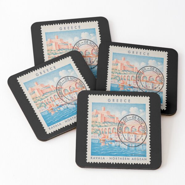 Item preview, Kavala Greece Aegean Coast Postage Stamp Travel Sticker designed and sold by stickercuffs.