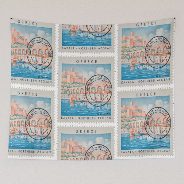 Item preview, Kavala Greece Aegean Coast Postage Stamp Travel Sticker designed and sold by stickercuffs.