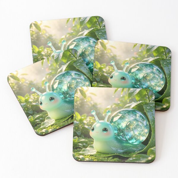 Item preview, Morning Dew Emerald Snail - Fresh Forest Nature Art designed and sold by ABYSSLAB.
