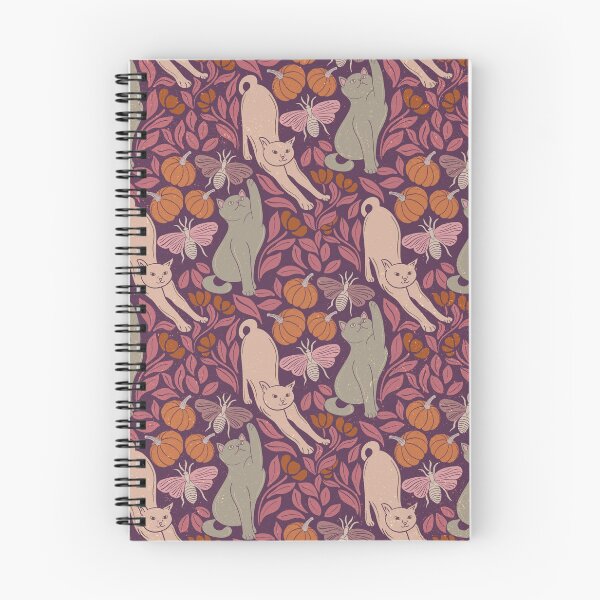Item preview, Purple Magenta Folk Cat Moth Autumn Pattern designed and sold by DColourMuse.