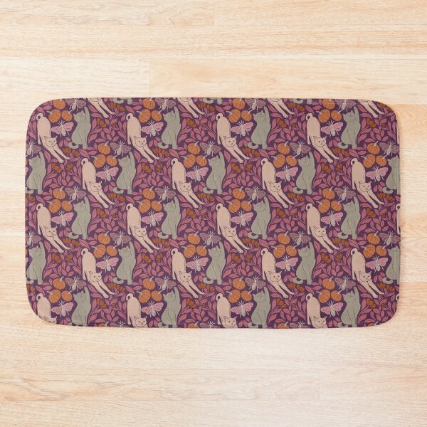 Item preview, Purple Magenta Folk Cat Moth Autumn Pattern designed and sold by DColourMuse.