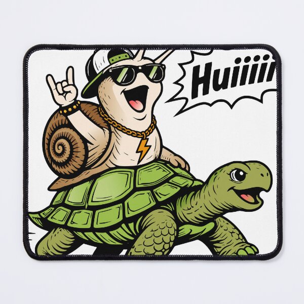 Item preview, Whoosh! Snail on turtle, funny motif designed and sold by Pommes im Bett.