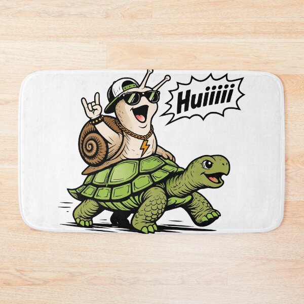 Item preview, Whoosh! Snail on turtle, funny motif designed and sold by Pommes im Bett.