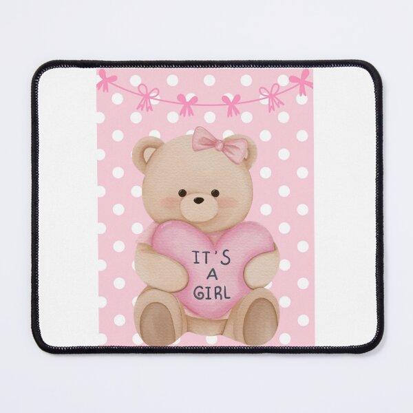 Item preview, Cute Teddy Bear Holding Heart – It's a Girl Baby Announcement Design | Baby Shower & Newborn Gift designed and sold by PureHopeStudio.