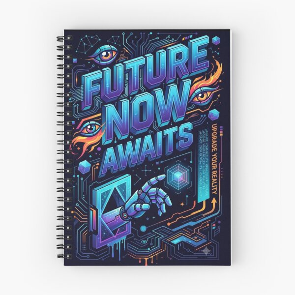 Item preview, Future Now Awaits – Cyberpunk Neon Motivational Art designed and sold by Dogandesighn.