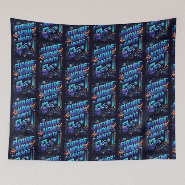 Item preview, Future Now Awaits – Cyberpunk Neon Motivational Art designed and sold by Dogandesighn.
