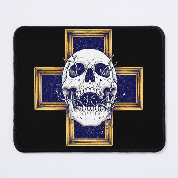 Item preview, Gothic Golden Cross Skull with Celestial Vines designed and sold by nuel-art.