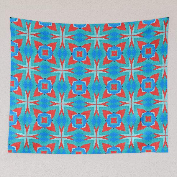 Item preview, Colorful Geometric Abstract Pattern in Blue, Red and Teal designed and sold by SweetLilith.