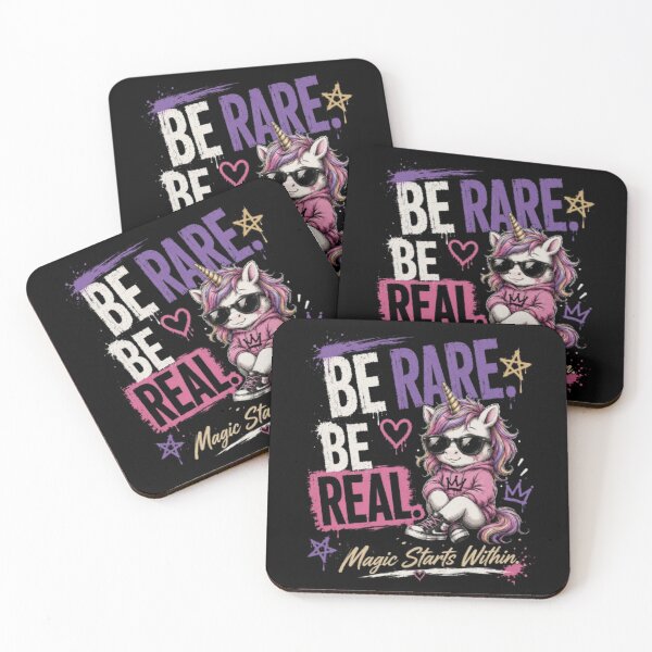 Item preview, Be Rare Be Real – Whimsical Unicorn Fashion Art designed and sold by Dogandesighn.