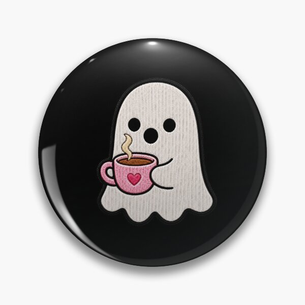 Item preview, Cute Ghost Tea Time Kawaii Embroidery Patch Design designed and sold by ColorSplash123.