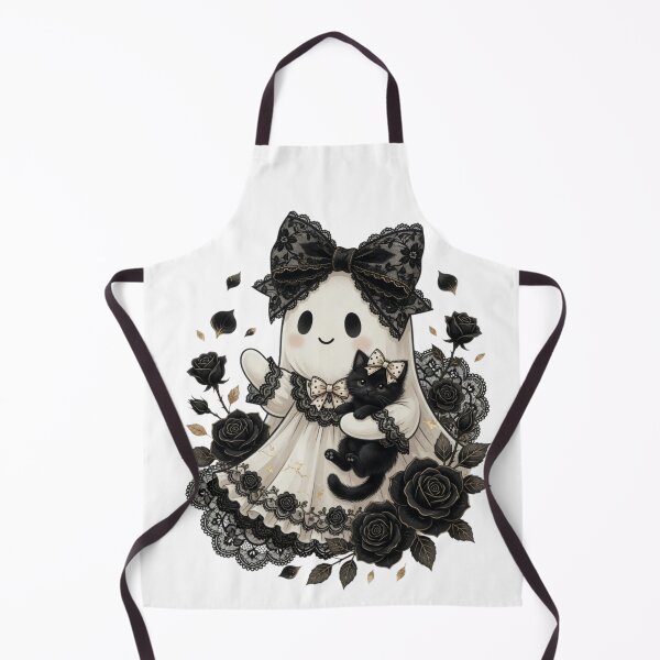 Item preview, Ghost with kitten Black Cat Coquette Spooky rose Lace Halloween designed and sold by CF_VintageDesign.