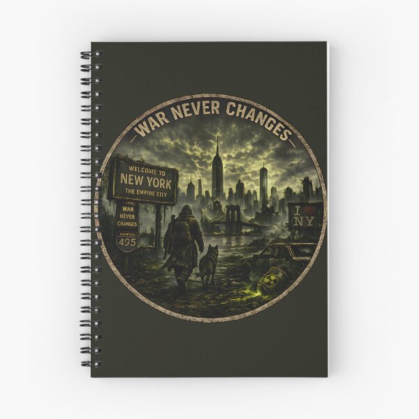 Item preview, War Never Changes - New York | Post Apocalyptic NYC Skyline | Wasteland Survivor & Dog | Dystopian Retro fallout Inspired Art designed and sold by RockyGameArt.