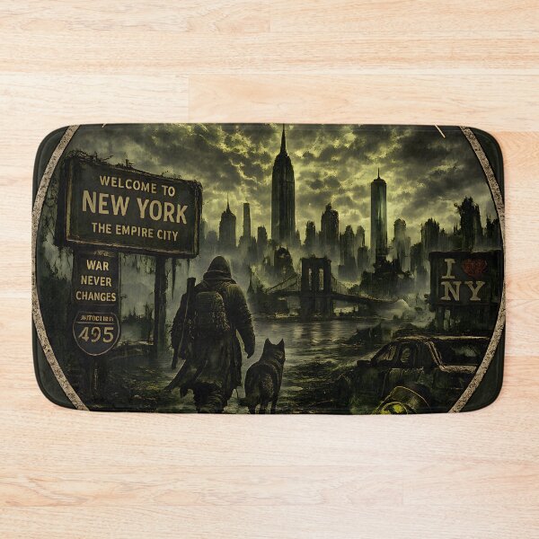 Item preview, War Never Changes - New York | Post Apocalyptic NYC Skyline | Wasteland Survivor & Dog | Dystopian Retro fallout Inspired Art designed and sold by RockyGameArt.