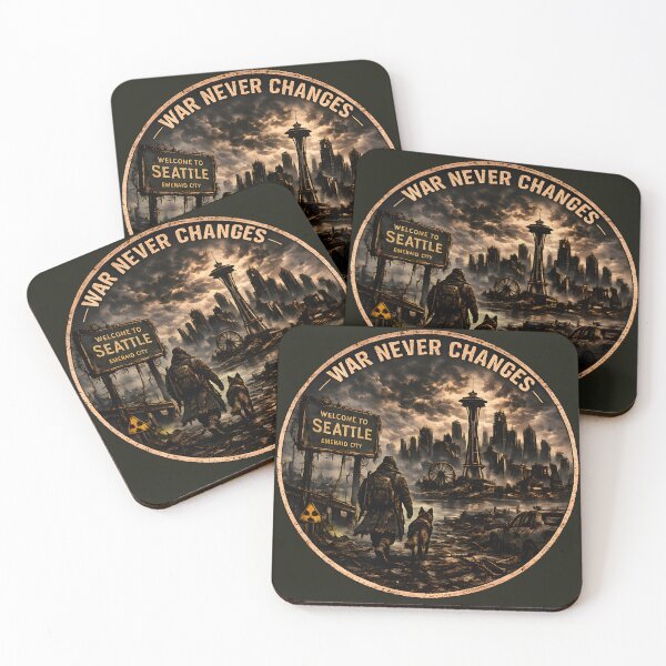 Item preview, War Never Changes – Post Apocalyptic Seattle | Wasteland Survivor & Dog | Retro Fallout-Inspired Design  designed and sold by RockyGameArt.