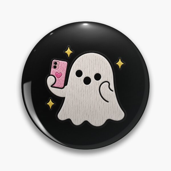 Item preview, Cute Ghost Taking Selfie Kawaii Embroidery Patch Design designed and sold by ColorSplash123.