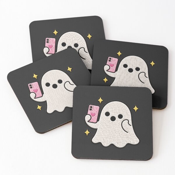 Item preview, Cute Ghost Taking Selfie Kawaii Embroidery Patch Design designed and sold by ColorSplash123.