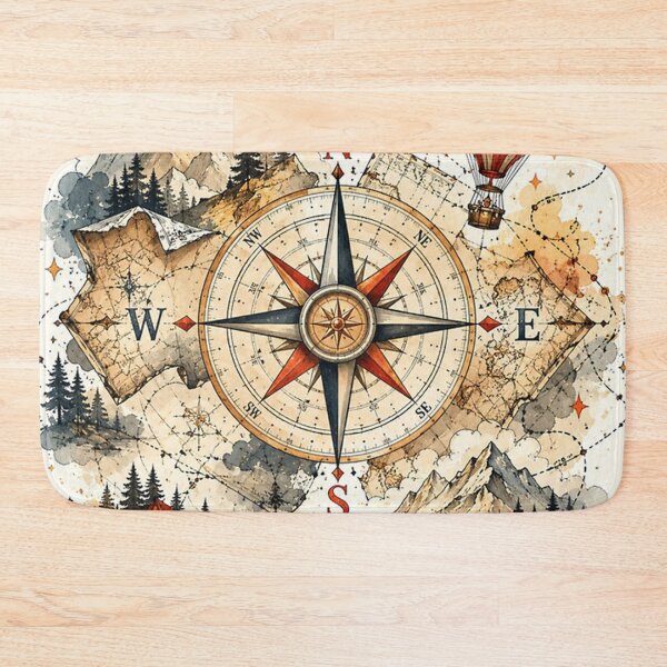 Item preview, Vintage adventure compass with map designed and sold by pameLlapOllis.