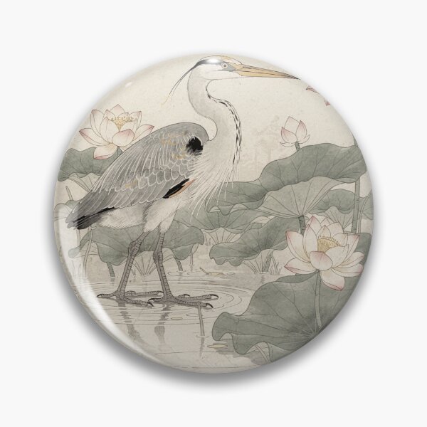 Item preview, Ink Heron Among Lotus Blossoms designed and sold by PictorialWhimsy.