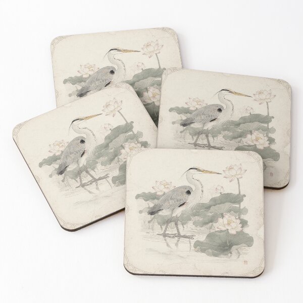 Item preview, Ink Heron Among Lotus Blossoms designed and sold by PictorialWhimsy.