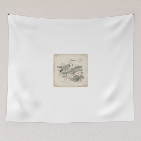 Item preview, Ink Heron Among Lotus Blossoms designed and sold by PictorialWhimsy.