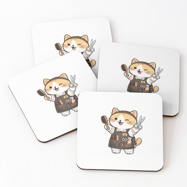 Item preview, Cute Hairdresser Cat Kawaii Stylist Kitty Salon Illustration designed and sold by NoopnyangStudio.