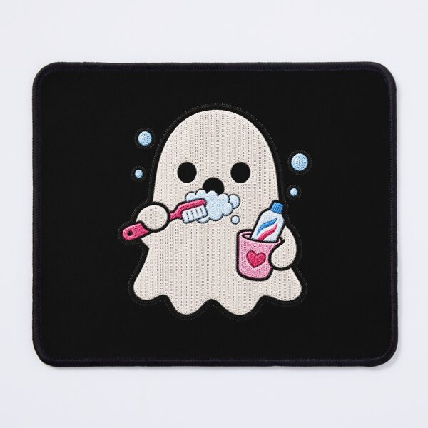 Item preview, Cute Ghost Brushing Teeth Kawaii Embroidery Patch Design designed and sold by ColorSplash123.