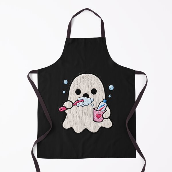 Item preview, Cute Ghost Brushing Teeth Kawaii Embroidery Patch Design designed and sold by ColorSplash123.