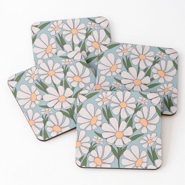 Item preview, Cream Garden Florals on blue designed and sold by creativebakergb.