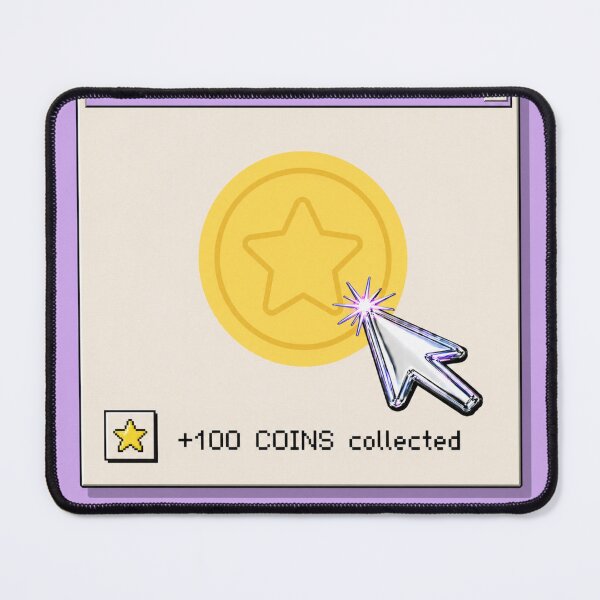 Item preview, +100 Coins Collected Gaming Sticker | Y2K Chrome Cursor Star Coin Aesthetic Design designed and sold by loading crush.