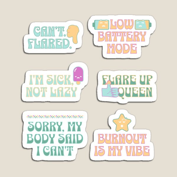 Item preview, Funny Chronic Illness Sticker Pack Retro Pastel Typography Spoonie Stickers Spoonie Life Burnout Humor Mental Health Sarcasm designed and sold by RealLifeMerchies.