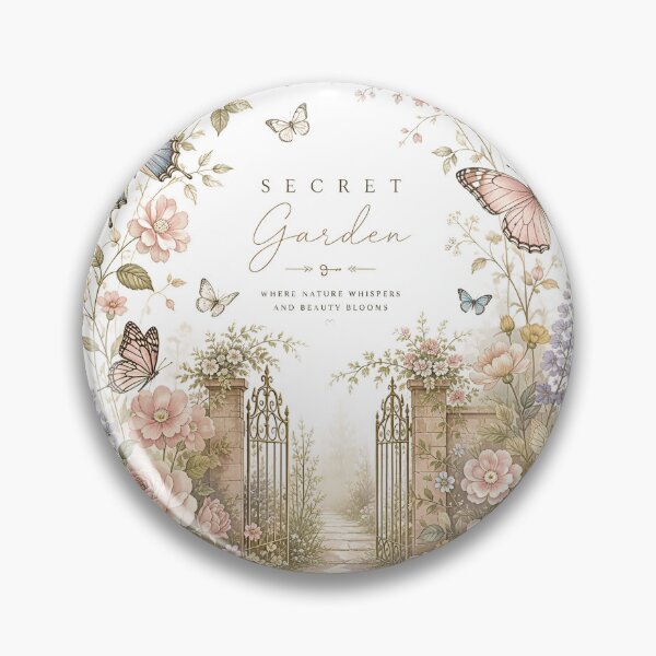 Item preview, Secret Garden – Vintage Floral Butterfly Wreath with Enchanted Garden Gate designed and sold by Artisan Finds Online.