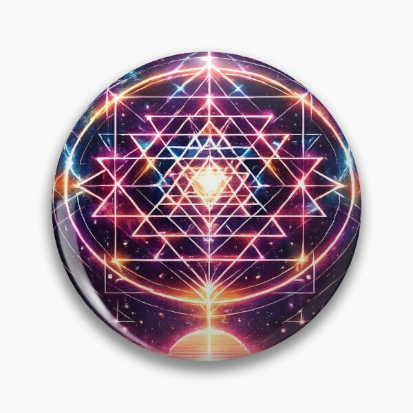Item preview, Neon Sri Yantra Sacred Geometry with Futuristic Grid Landscape designed and sold by RiteshCenter .