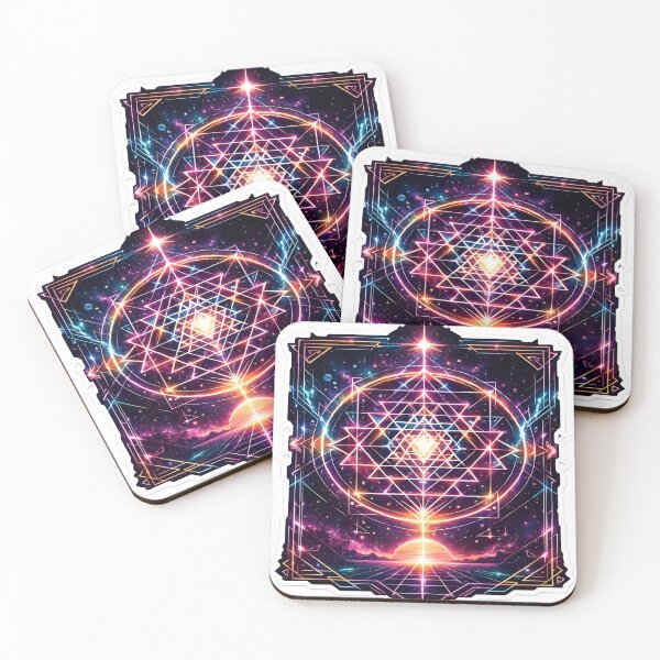 Item preview, Neon Sri Yantra Sacred Geometry with Futuristic Grid Landscape designed and sold by RiteshCenter .