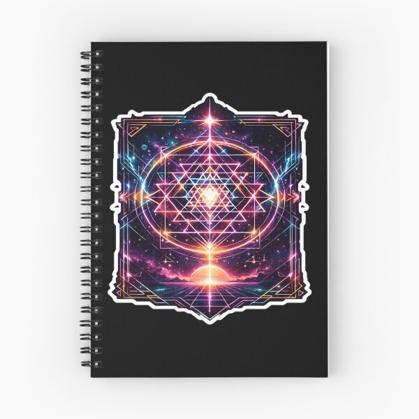 Item preview, Neon Sri Yantra Sacred Geometry with Futuristic Grid Landscape designed and sold by RiteshCenter .
