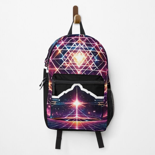Item preview, Neon Sri Yantra Sacred Geometry with Futuristic Grid Landscape designed and sold by RiteshCenter .