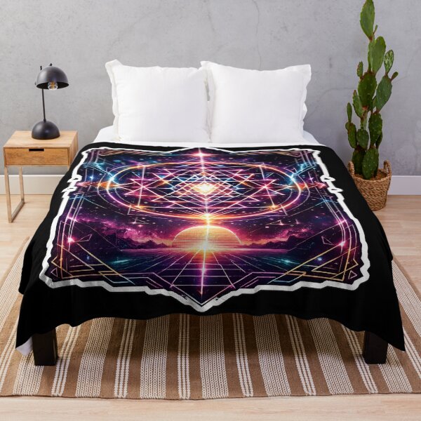 Item preview, Neon Sri Yantra Sacred Geometry with Futuristic Grid Landscape designed and sold by RiteshCenter .