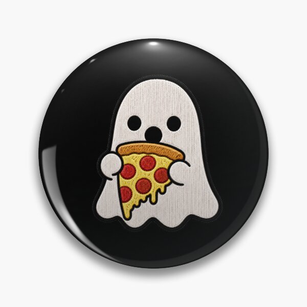 Item preview, Cute Ghost Pizza Kawaii Embroidery Patch Design designed and sold by ColorSplash123.