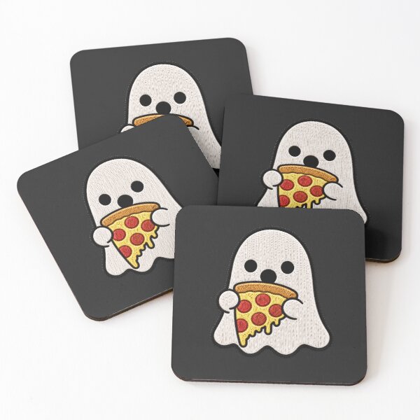 Item preview, Cute Ghost Pizza Kawaii Embroidery Patch Design designed and sold by ColorSplash123.