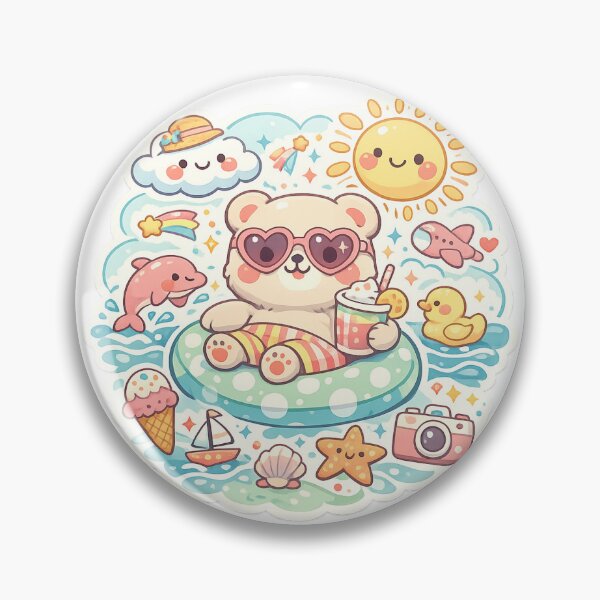 Item preview, Cute Summer Bear Sticker | Pastel Kawaii Vacation Bear with Sunglasses | Fun Aesthetic Vinyl Decal designed and sold by StyloStudio.