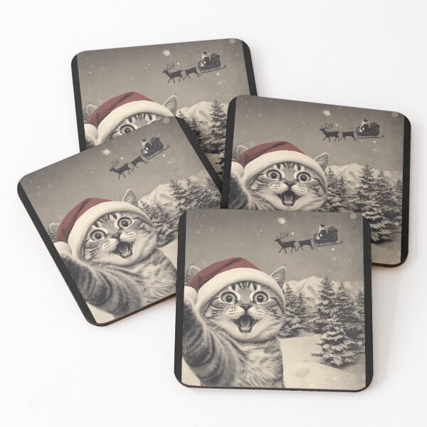 Item preview, Funny Cat Selfie with Santa Funny Christmas designed and sold by CF_VintageDesign.