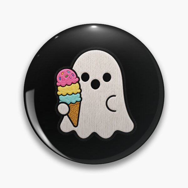 Item preview, Cute Ghost Ice Cream Kawaii Embroidery Patch Design designed and sold by ColorSplash123.