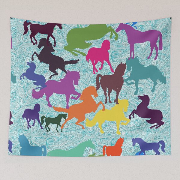 Item preview, Rainbow Horses Turquoise Swirl designed and sold by lyndseyart.