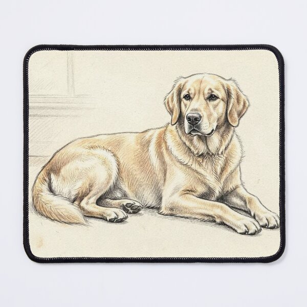 Item preview, Golden Retriever Lying Down Pencil Portrait Sketch designed and sold by LCPcreations.