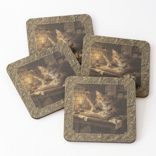Item preview, The Scribe Cat at Candlelight designed and sold by PictorialWhimsy.