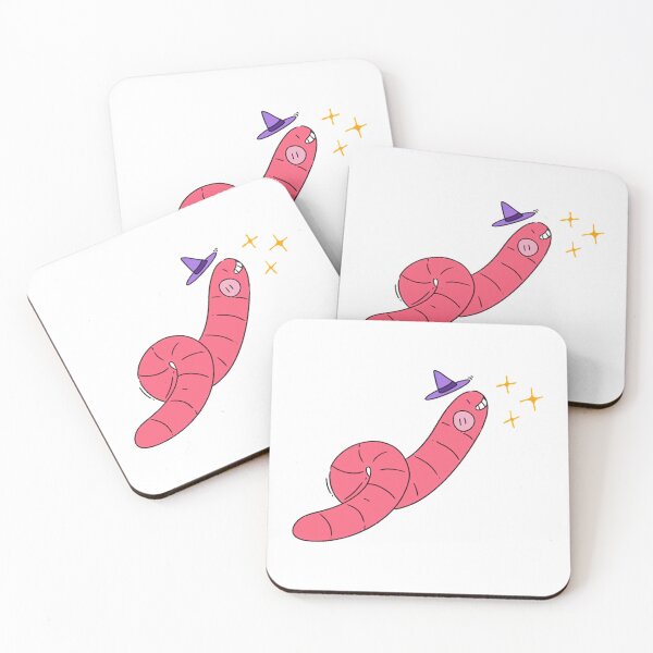 Item preview, Cute Pink Happy Worm Wearing A Witch Hat Halloween Design designed and sold by Lapiinart.
