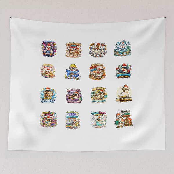 Item preview, Cute Chicken Collection Funny Cartoon Hen Characters designed and sold by Chill Chicken Studio.