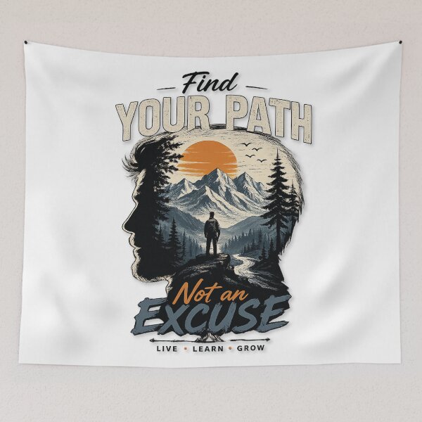 Item preview, Find Your Path Not an Excuse | Motivational Mountain Hiking Adventure Vintage T-Shirt designed and sold by Faisal  Shah.