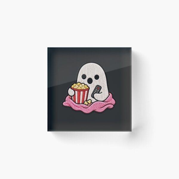 Item preview, Cute Ghost Movie Night Kawaii Embroidery Patch Design designed and sold by ColorSplash123.
