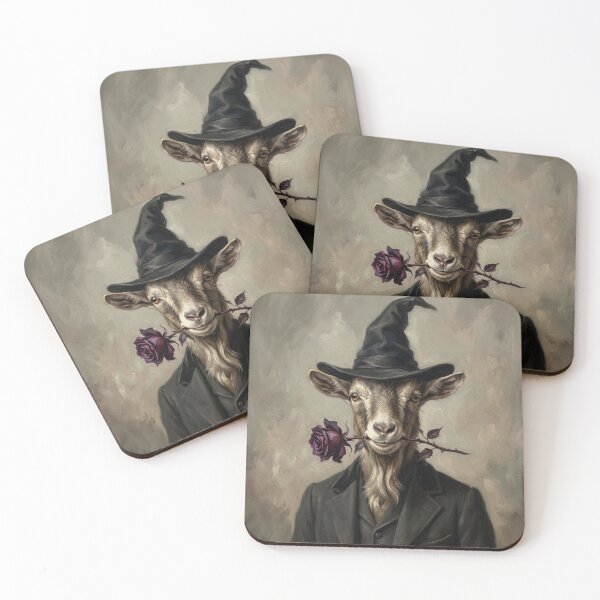 Item preview, Gothic Witch Goat - Halloween Animal Art designed and sold by CuteLilGhosts.